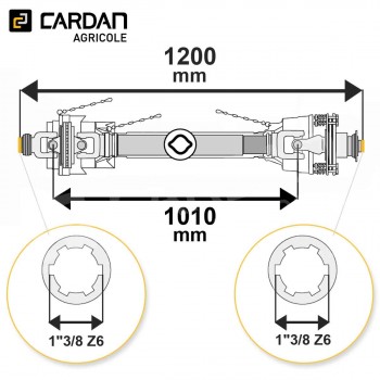 Le modèle de Transmission cardan agricole grand angle 53 Cv 1,20 mt Magdalena avec embrayage avec roue libre - TO1912/HJCE30/LFRL4160-MAGDALEN