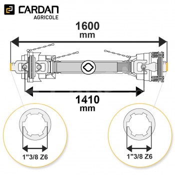 Le modèle de Transmission cardan agricole grand angle 53 Cv 1,60 mt Magdalena avec embrayage - TO1916/HJCE30/LF4160-MAGDALENA