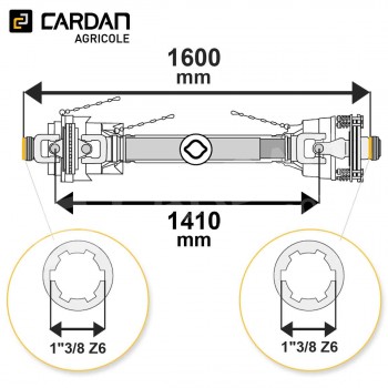 Le modèle de Transmission cardan agricole grand angle 53 Cv 1,60 mt Benzi avec embrayage - TO1916/HJCE30/LF2160-BENZI