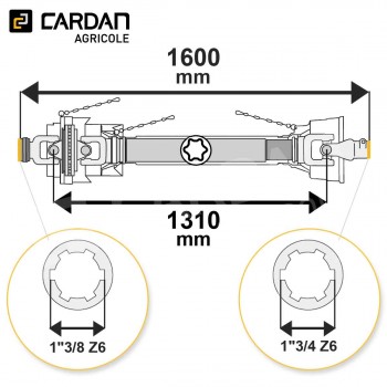 Le modèle de Transmission cardan agricole grand angle 90 Cv 1,60 mt Magdalena - TO2016/HJEE31/MA209-MAGDALENA