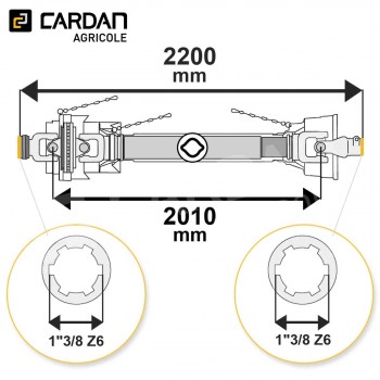 Le modèle de Transmission cardan agricole double grand angle 90 Cv 2,20 mt Benzi - TO2022/HJEE31-BENZI