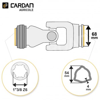 Le modèle de Joint de cardan Benzi complet tube triangle 54x4 - 1-3/8 Z6 - JTE24VB-BENZI