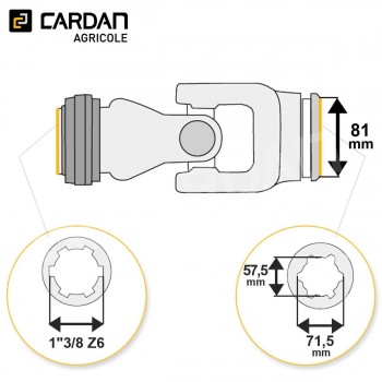Le modèle de Joint de cardan Benzi complet tube étoile 71,5x57,5 - 1-3/8 Z6 - JEE210VB-BENZI