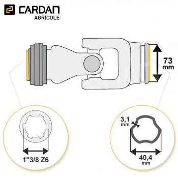 Le modèle de Joint de cardan Bondioli complet tube free rotation 40,4x3,1 - 1-3/8 Z6 - JFRESFTS2-BONDIOLI
