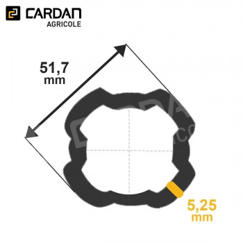 Le modèle de Tube quadrilobes grand angle Bondioli 51,7 x5,25 Lg 3 mètres - TRTQS8/2454D/3-BONDIOLI