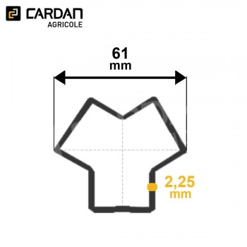 Le modèle de Tube York Eurocardan 61 x2,25 Lg 1 mètre - TYE07/1-EUROCARDAN