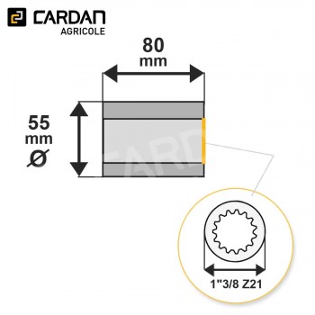 Le modèle de Douille cannelée Magdalena 1-3/8 Z21 lg 80 mm - DC13821080-MAGDALENA