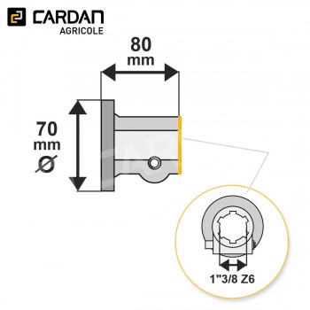 Le modèle de Douille cannelée Benzi à plateau diam. 70 mm - 1-3/8 Z6 lg 80 mm - DC1386P70-BENZI