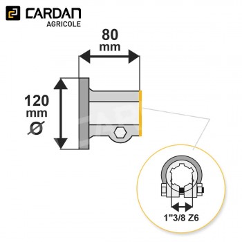 Le modèle de Douille cannelée Benzi à plateau diam. 120 mm - 1-3/8 Z6 lg 80 mm - DC1386P120-BENZI
