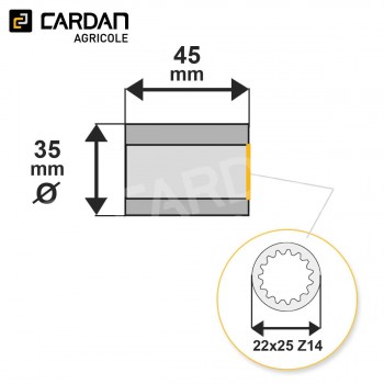 Le modèle de Douille cannelée Benzi 22x25 Z14 lg 45 mm - DC2225Z14-BENZI
