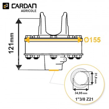 Le modèle de Limiteur à frictions Bondioli série SFT - 663B24137R - LF-FT22/S1-1-3/8-21/400-BONDIOL