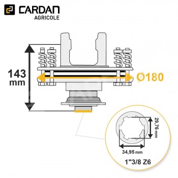 Le modèle de Limiteur à frictions Benzi 27x74,5 - 1-3/8 Z6 - 900Nm - LF05/2140VB-BENZI
