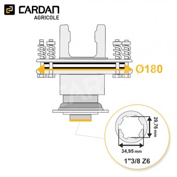 Le modèle de Limiteur à frictions Benzi 27x74,5 - 1-3/8 Z6 - 900Nm - LFRL05/2140-BENZI