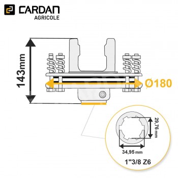 Le modèle de Limiteur à frictions Benzi 30,2x80 - 1-3/8 Z6 - 900Nm - LF06/2140-BENZI