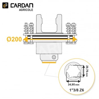 Le modèle de Limiteur à frictions Comer 30,2x80 - 1-3/8 Z6 - 1200Nm - LFRL06/2160-COMER