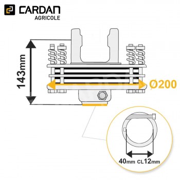 Le modèle de Limiteur à frictions Benzi 32x76 - Diamètre 40 mm - 1450Nm - LF19/4160ALB40-BENZI