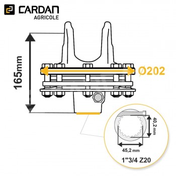 Le modèle de Limiteur à frictions Bondioli série SFT - 661L51438R - LF-FV42/H8-1-3/4-20/1350-BONDIO