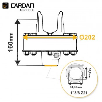 Le modèle de Limiteur à frictions Bondioli série SFT - 663L53437R - LF-FT42/H8-1-3/8-21/1450-BONDIO