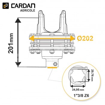 Le modèle de Limiteur à frictions Bondioli série SFT - 665L62203R - LF-FNV44/H8-1-3/8-6/2200-BONDIO