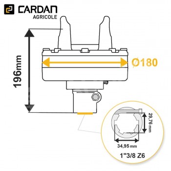 Le modèle de Limiteur à frictions Bondioli série SFT - 658L53103R - LF-FNT34/H8-1-3/8-6/1450-BONDIO