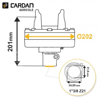 Le modèle de Limiteur à frictions Bondioli série SFT - 658L64337R - LF-FNT44/H8-1-3/8-21/2400-BONDI