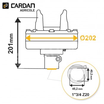 Le modèle de Limiteur à frictions Bondioli série SFT - 658L64338R - LF-FNT44/H8-1-3/4-20/2400-BONDI