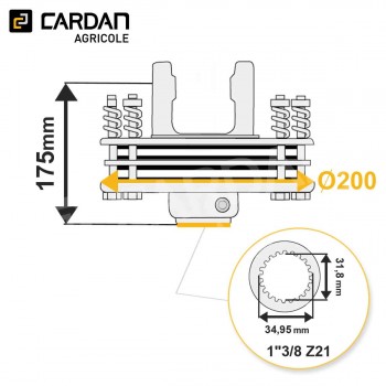 Le modèle de Limiteur à frictions Benzi 35x106,5 - 1-3/8 Z21 - 2000Nm - LF108/4160-BENZI