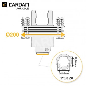 Le modèle de Limiteur à frictions Comer 35x106,5 - 1-3/8 Z6 - 2000Nm - LFRL10/4160-COMER