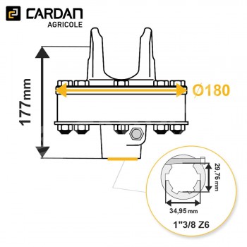 Le modèle de Limiteur à frictions Bondioli série SFT - 663M58303R - LF-FT34/S9-1-3/8-6/1800-BONDIOL