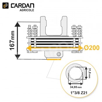 Le modèle de Limiteur à frictions Benzi 36x89 - 1-3/8 Z21 - 1700Nm - LF208/4160-BENZI