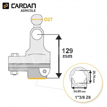 Le modèle de Limiteur à boulon de rupture homocinétique Magdalena 32x76 - 27x94/98 - 1-3/8 Z6 - 2410Nm - HLB30-MAGDALENA