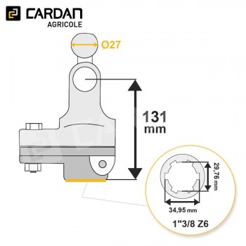 Le modèle de Limiteur à boulon de rupture homocinétique Benzi 32x76 - 27x94/98 - 1-3/8 Z6 - 2920Nm - HLB30/1-BENZI