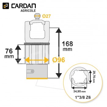 Le modèle de Limiteur à cames grand angle Magdalena 32x76 - 27x94/98 - 1-3/8 Z6 - 900 Nm - HLC303-MAGDALENA