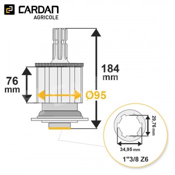Le modèle de Limiteur à cames en étoile Benzi 1-3/8 Z6 - 1-3/8 Z6 - 900 Nm - LCPO/3-BENZI