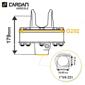 Le modèle de Limiteur à frictions Bondioli série SFT - 663N64537R - LF-FT44/SH-1-3/8-21/2400-BONDIO
