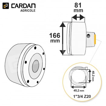 Le modèle de Limiteur auto débrayable à cames Magdalena 1-3/4 Z20 - 2500 Nm - LDC134-20/2500-MAGDALENA