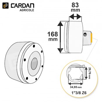 Le modèle de Limiteur auto débrayable à cames Benzi 1-3/8 Z6 - 2500 Nm - LDC138-6/2500-BENZI