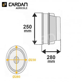 Le modèle de Bol de protection machine BONDIOLI Diam. 280 / 230 mm - Lg 280 mm - BP517000C04CE-BONDIOLI