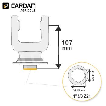 Le modèle de Machoire d'extrémité Walterscheid 21.83.41 (1134749) 1-3/8 Z21 - MA058VCM-WALTERSCHEID