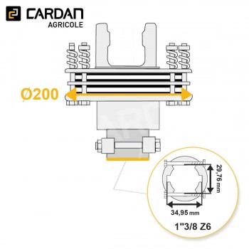 Le modèle de Limiteur à frictions Magdalena 36x89 - 1-3/8 Z6 - 1700Nm - LFRL20/4160P-MAGDALENA